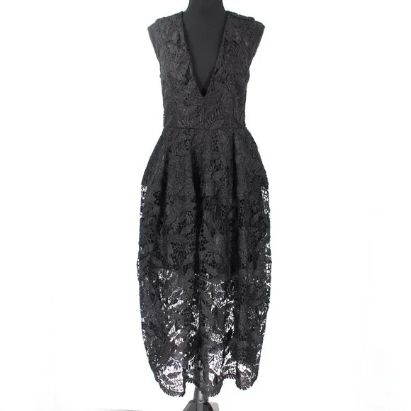 nicholas lace ball dress Midi Dress Nicholas Black Lace Dress NICHOLAS Dresses Nicholas Black  Metallic Elegant Lace Ball